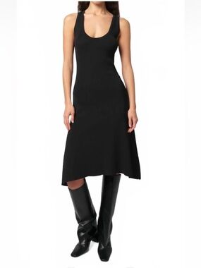 Apparis Sz M Leo Midi Dress In Noir